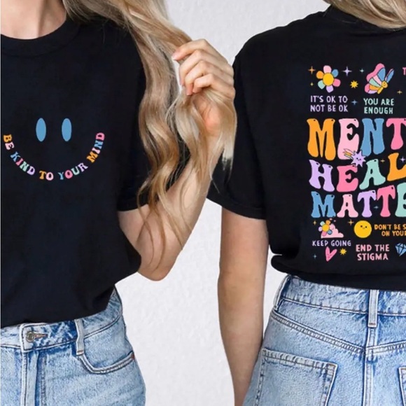 NEW “Be Kind to Your Mind” Black Tee - Picture 2 of 3